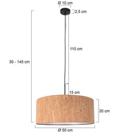 Hanglamp Sparkled Light 4337ZW zwart met beige kap in kurkstructuur