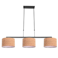 Zwarte 3-lichts hanglamp Stang 4363ZW met beige kappen in kurkstructuur