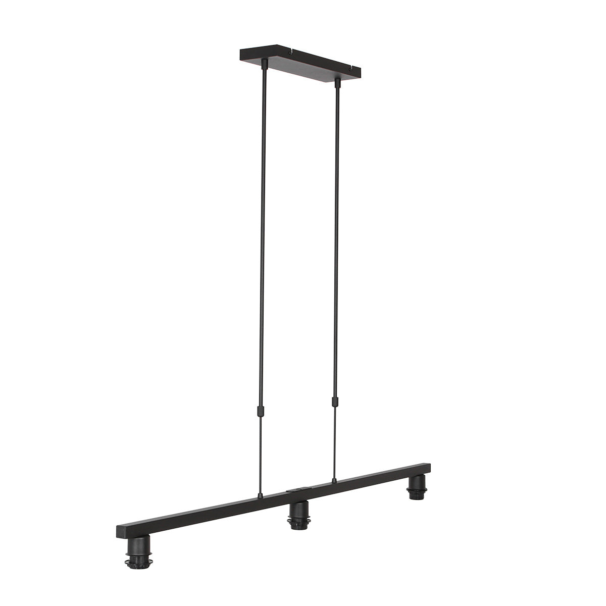 Zwarte 3-lichts hanglamp Stang 4363ZW met beige kappen in kurkstructuur