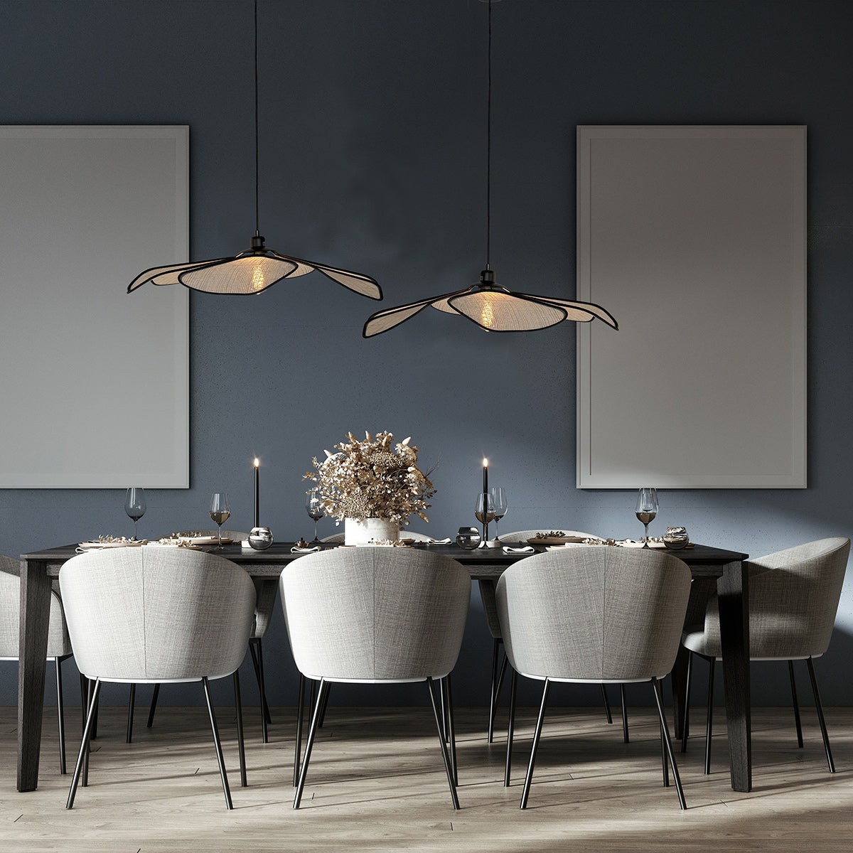 Hanglamp LumaFlora 4368CR – linnen designlamp met bladenvorm