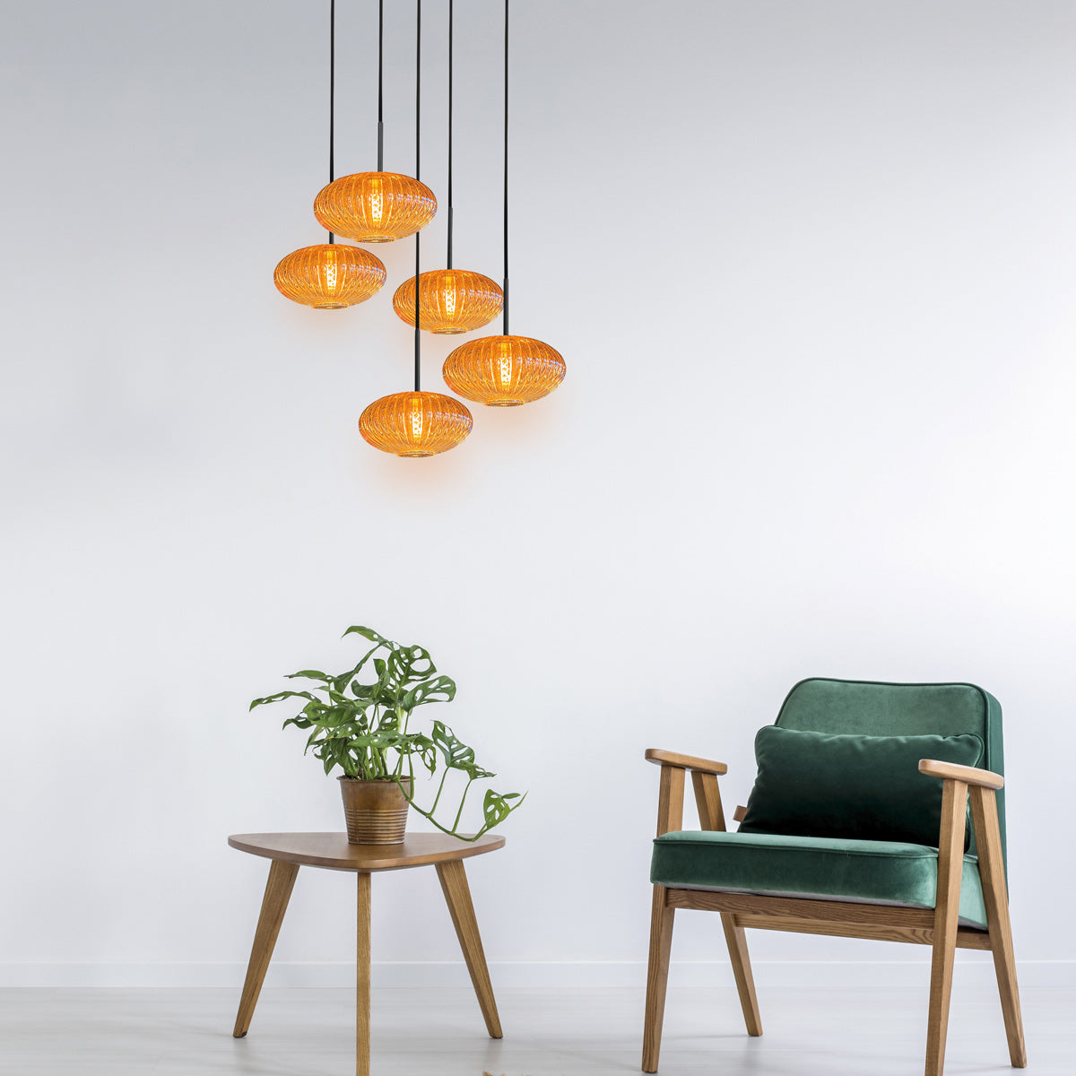 Hanglamp Aurelio 4383ZW – 5-lichts armatuur met ufo-glas