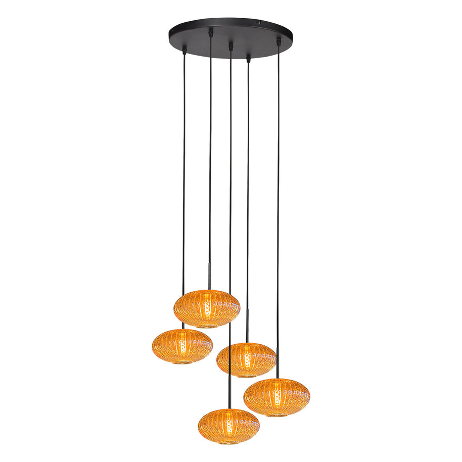 Hanglamp Aurelio 4383ZW – 5-lichts armatuur met ufo-glas