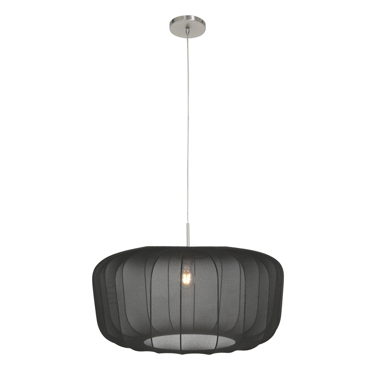 Hanglamp Vela Lino 4473ST staal met zwarte textielkap Ø60 cm