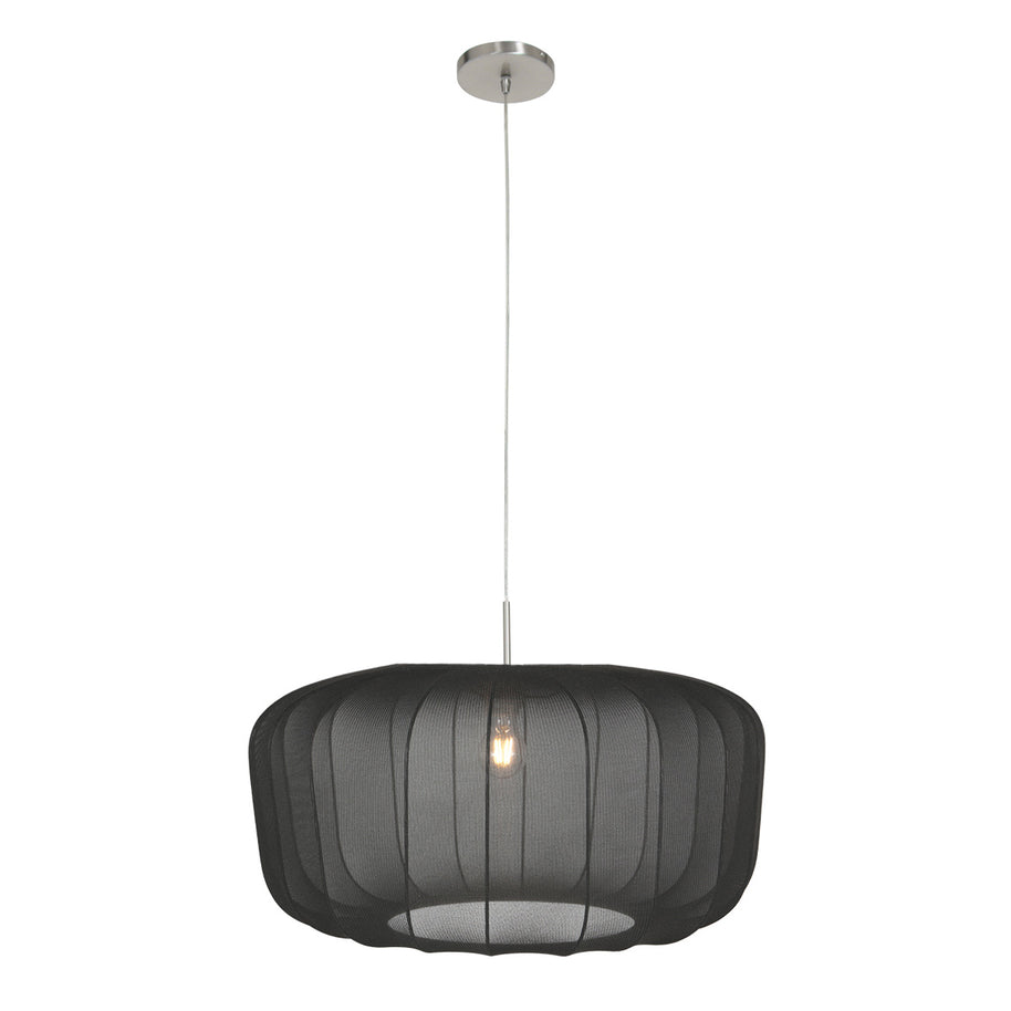Hanglamp Vela Lino 4473ST staal met zwarte textielkap Ø60 cm