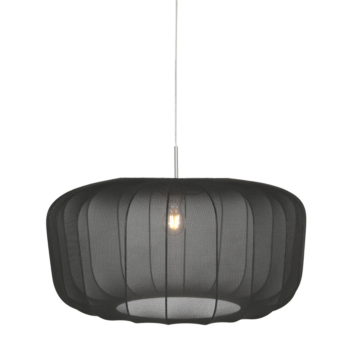 Hanglamp Vela Lino 4473ST staal met zwarte textielkap Ø60 cm