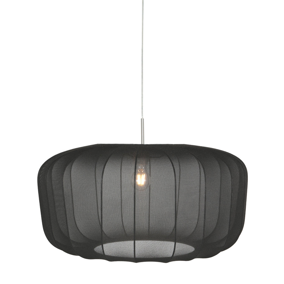 Hanglamp Vela Lino 4473ST staal met zwarte textielkap Ø60 cm