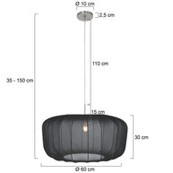Hanglamp Vela Lino 4473ST staal met zwarte textielkap Ø60 cm