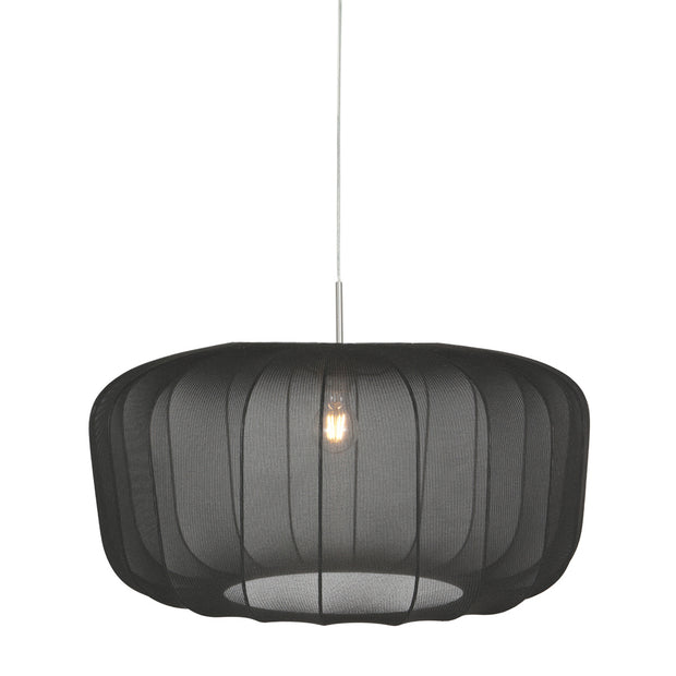 Hanglamp Vela Lino 4473ST staal met zwarte textielkap Ø60 cm