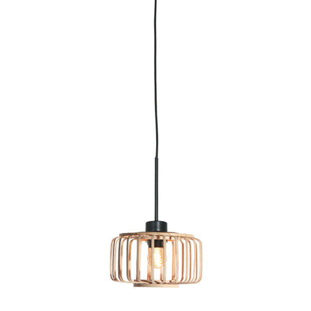 Hanglamp Breeza-Beach 4475ZW zwart met bamboe kap Ø20 cm