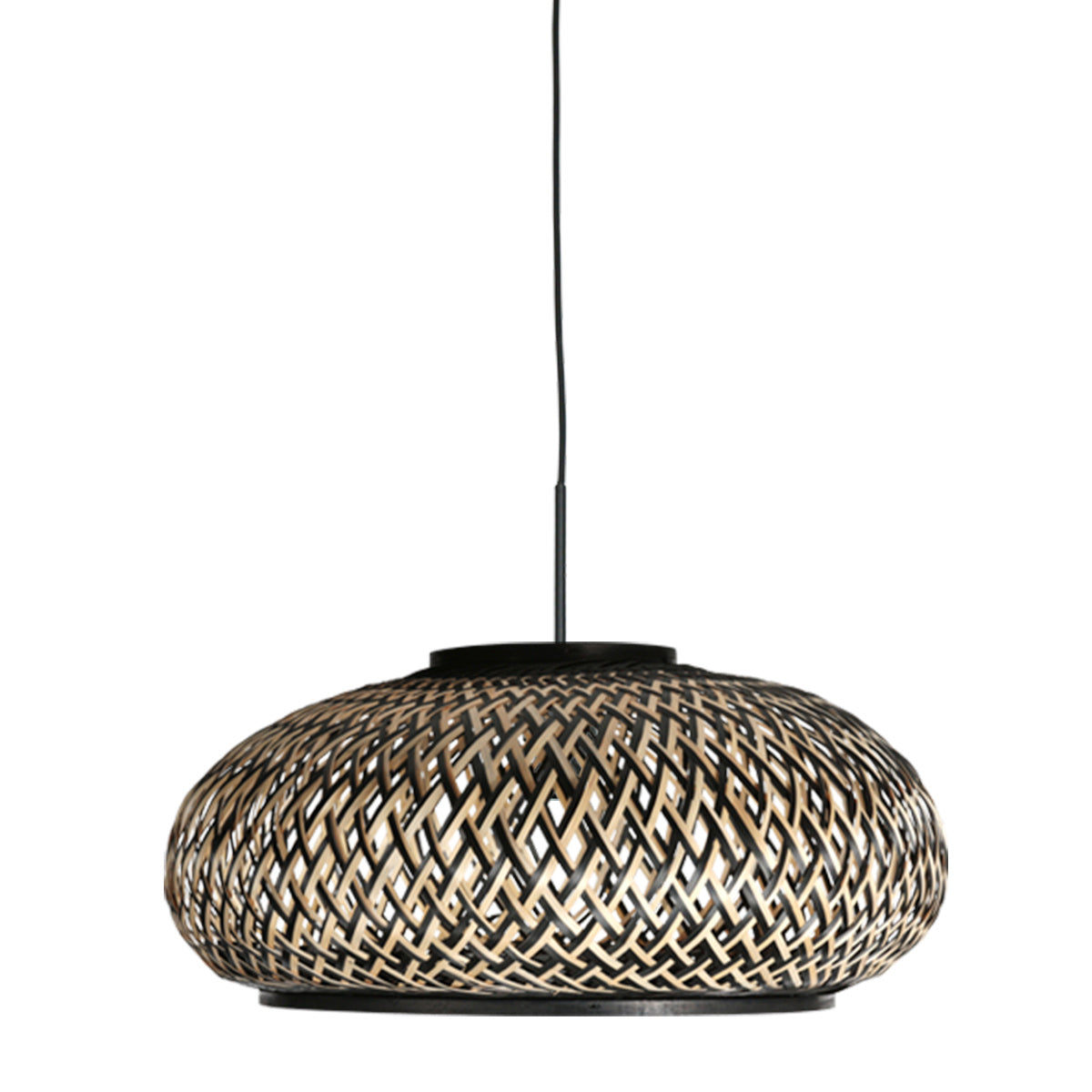 Nox Light 4476ZW – gevlochten bamboe in zwart en naturel Ø50