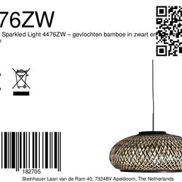Nox Light 4476ZW – gevlochten bamboe in zwart en naturel Ø50