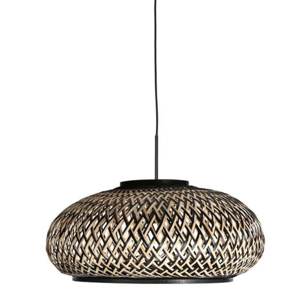 Nox Light 4476ZW – gevlochten bamboe in zwart en naturel Ø50