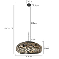 Nox Light 4476ZW – gevlochten bamboe in zwart en naturel Ø50
