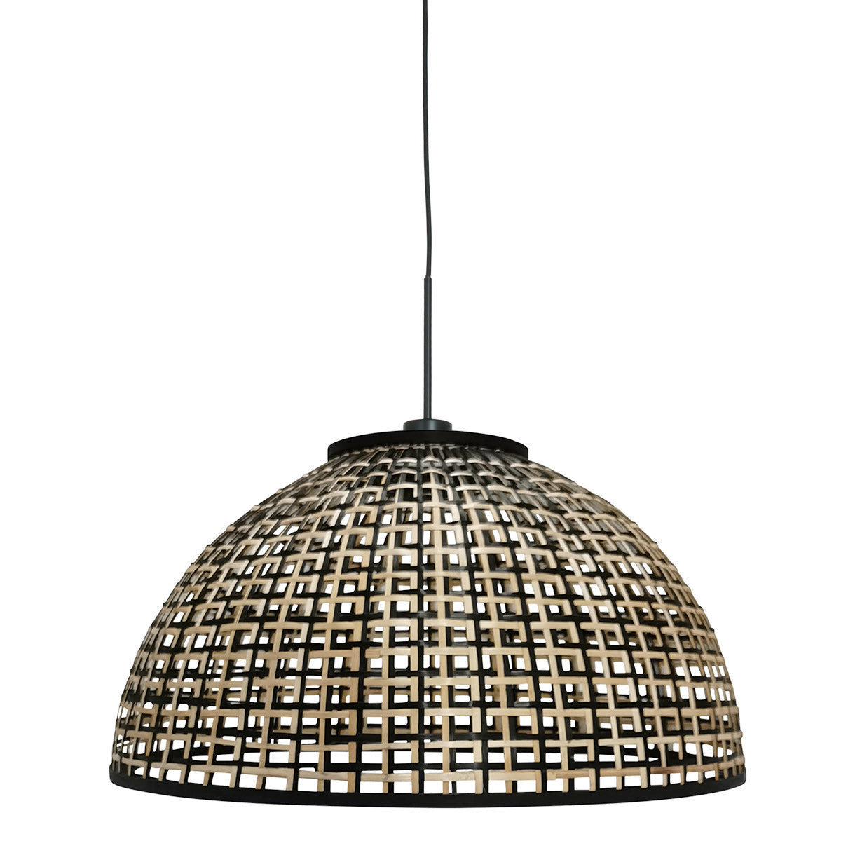 Nox Light 4477ZW – hanglamp met halfronde bamboe kap 60 cm