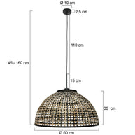 Nox Light 4477ZW – hanglamp met halfronde bamboe kap 60 cm