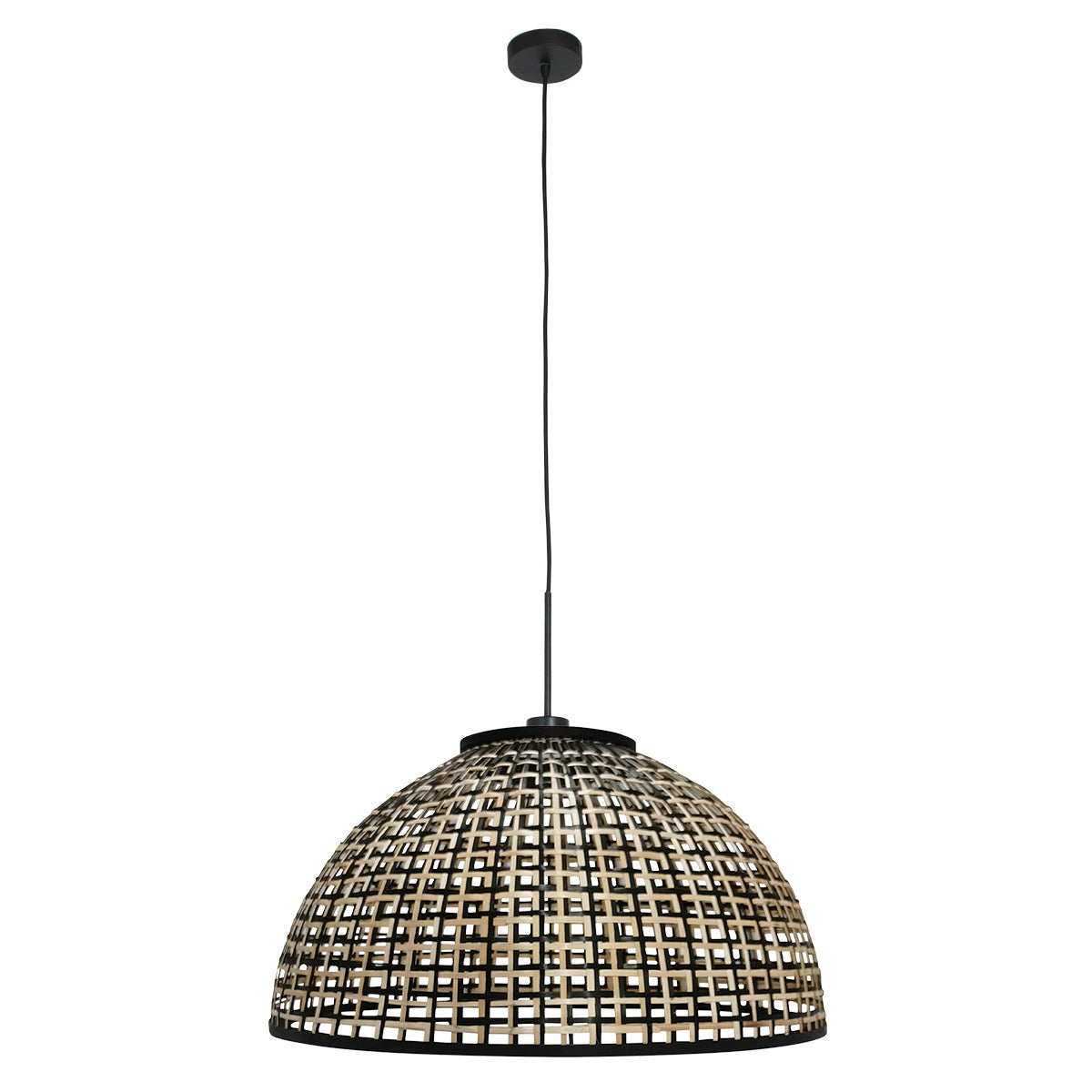 Nox Light 4477ZW – hanglamp met halfronde bamboe kap 60 cm