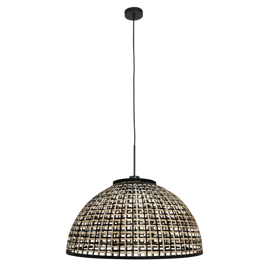 Nox Light 4477ZW – hanglamp met halfronde bamboe kap 60 cm