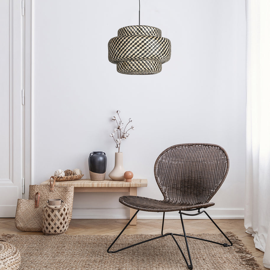 Nox Light 4478ZW – hanglamp met grote bamboe kap 53 cm