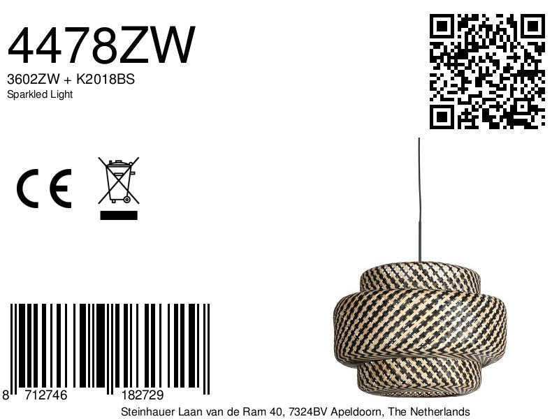 Nox Light 4478ZW – hanglamp met grote bamboe kap 53 cm