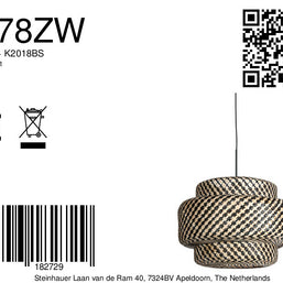 Nox Light 4478ZW – hanglamp met grote bamboe kap 53 cm