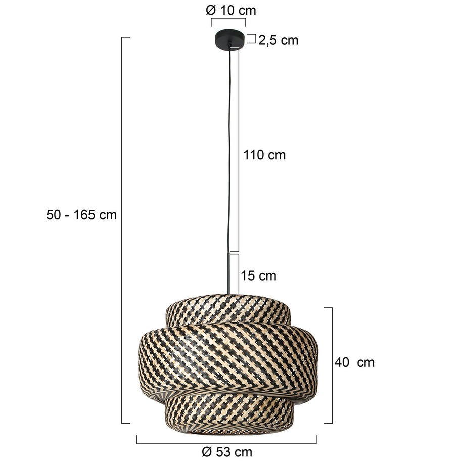 Nox Light 4478ZW – hanglamp met grote bamboe kap 53 cm