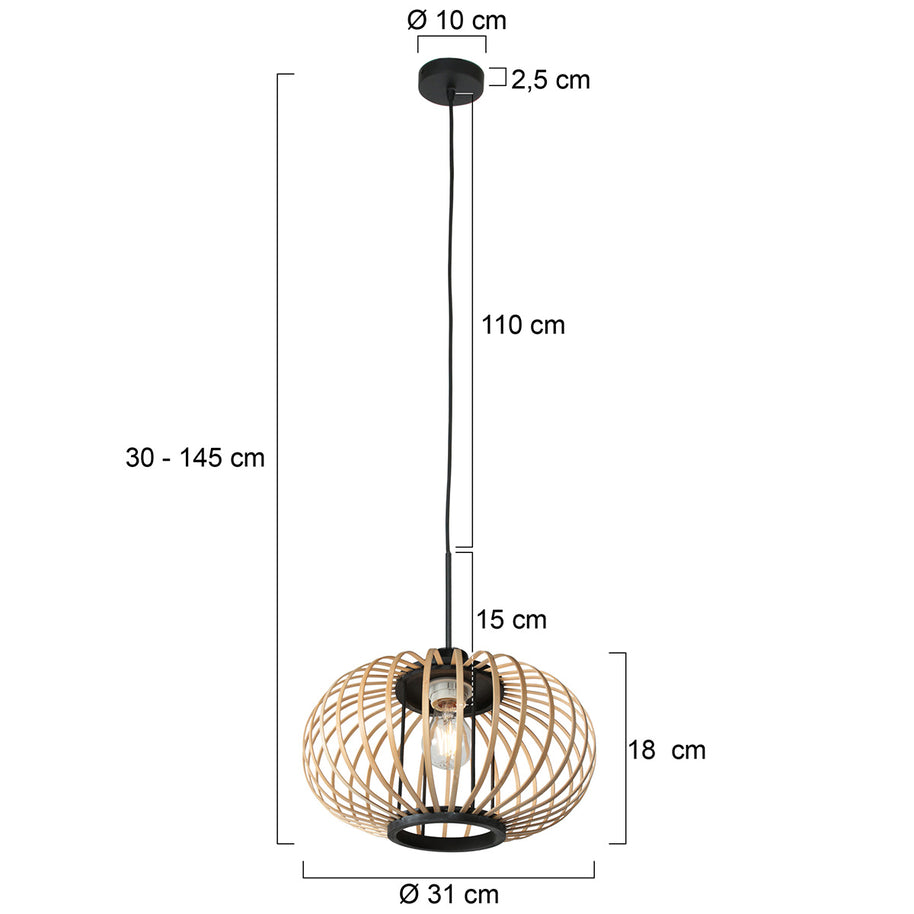 Hanglamp Silva 4479ZW – trendy bamboe Ø31 cm met E27-fitting