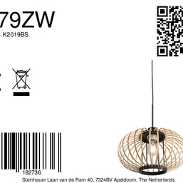 Hanglamp Silva 4479ZW – trendy bamboe Ø31 cm met E27-fitting