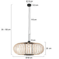 Hanglamp Silva 4480ZW – trendy bamboe Ø60cm met E27 fitting