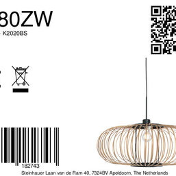 Hanglamp Silva 4480ZW – trendy bamboe Ø60cm met E27 fitting