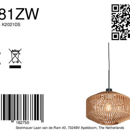 Hanglamp Ropex 4481ZW – touwhanglamp voor een warme sfeer
