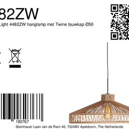 Hanglamp Ropex 4482ZW – touwdesign sfeervol en natuurlijk