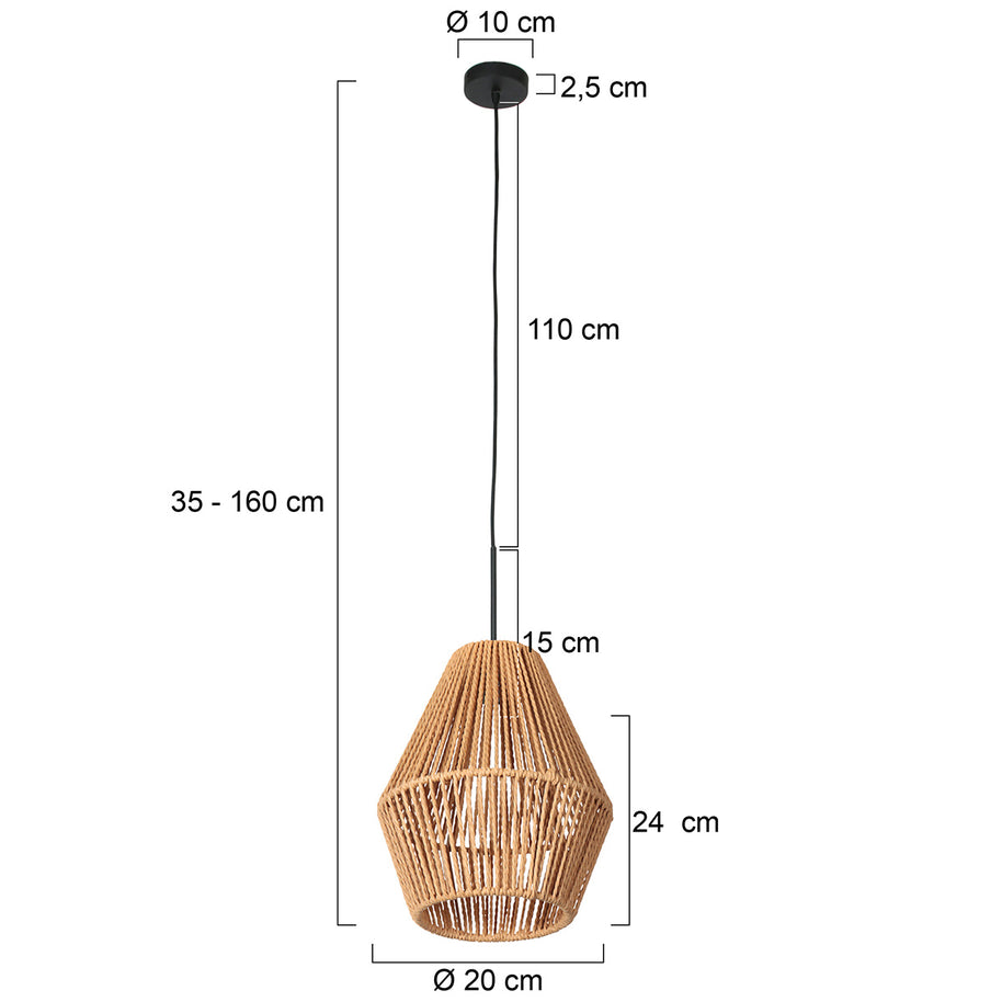 Hanglamp Ropex 4484ZW – speelse touwlamp in boho-stijl