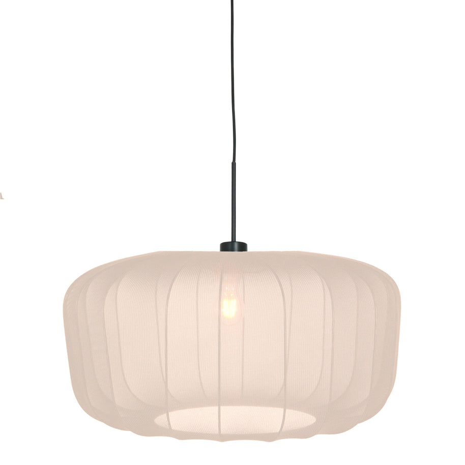 Hanglamp Vela Lino 4485ZW zwart met beige-crème textielkap