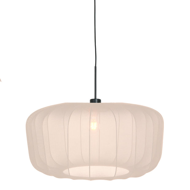 Hanglamp Vela Lino 4485ZW zwart met beige-crème textielkap