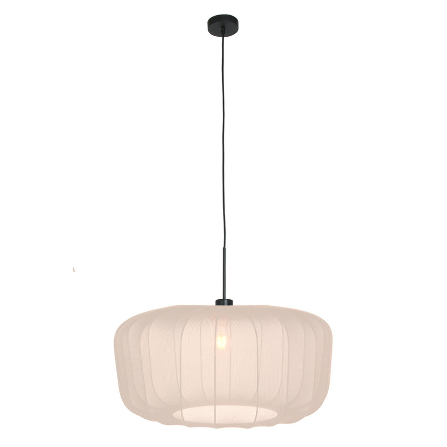 Hanglamp Vela Lino 4485ZW zwart met beige-crème textielkap