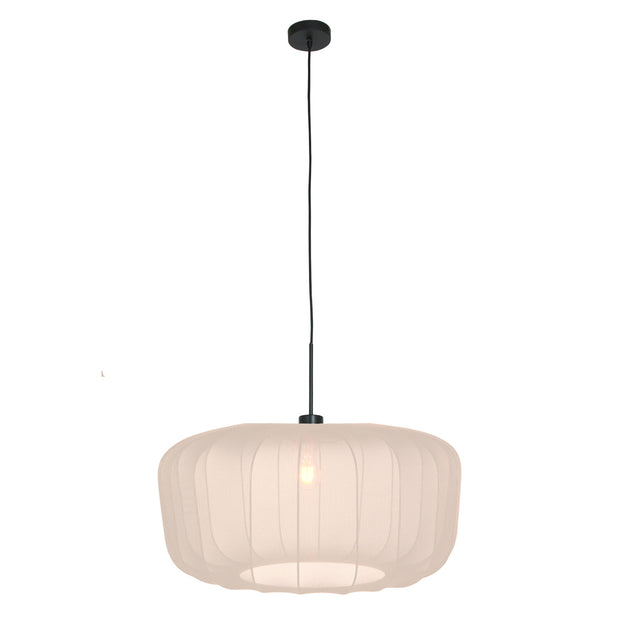 Hanglamp Vela Lino 4485ZW zwart met beige-crème textielkap