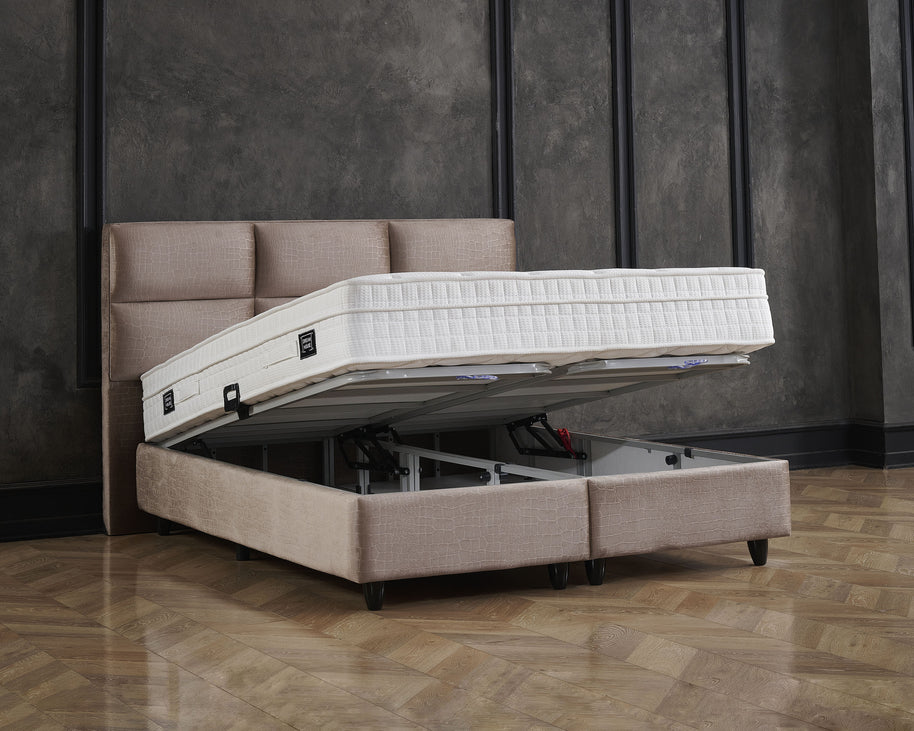 Opbergboxspring Mississippi Taupe 160x200