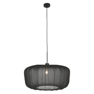 Hanglamp Vela Lino 4486ZW zwart met zwarte textielkap Ø60 cm