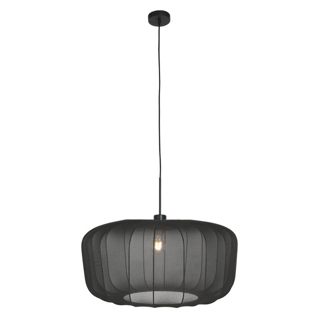 Hanglamp Vela Lino 4486ZW zwart met zwarte textielkap Ø60 cm