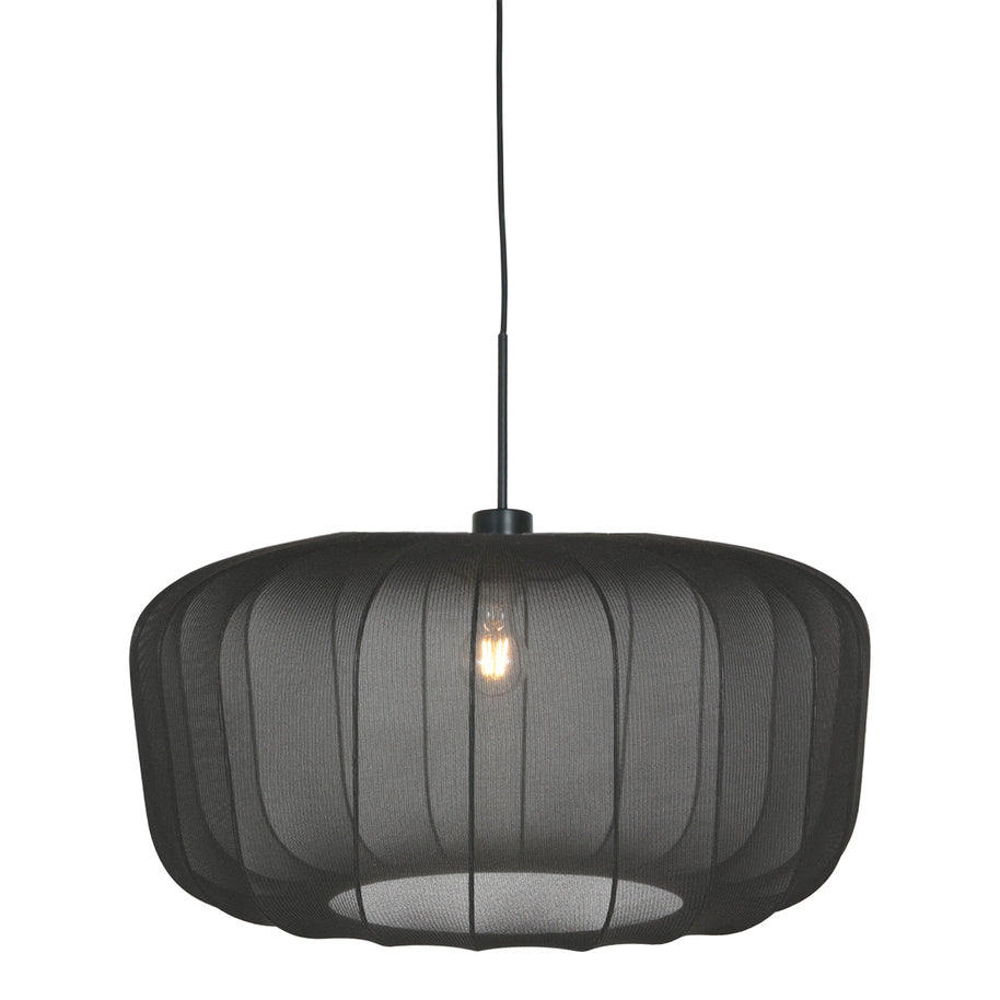 Hanglamp Vela Lino 4486ZW zwart met zwarte textielkap Ø60 cm