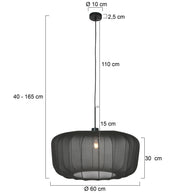Hanglamp Vela Lino 4486ZW zwart met zwarte textielkap Ø60 cm