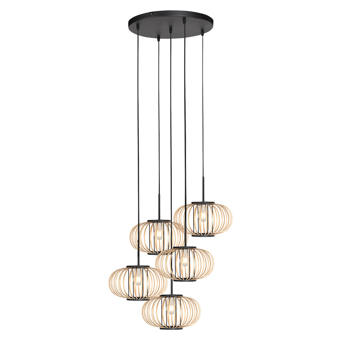 Hanglamp Silva 4524ZW – 5-lichts bamboeontwerp Ø31 cm trendy