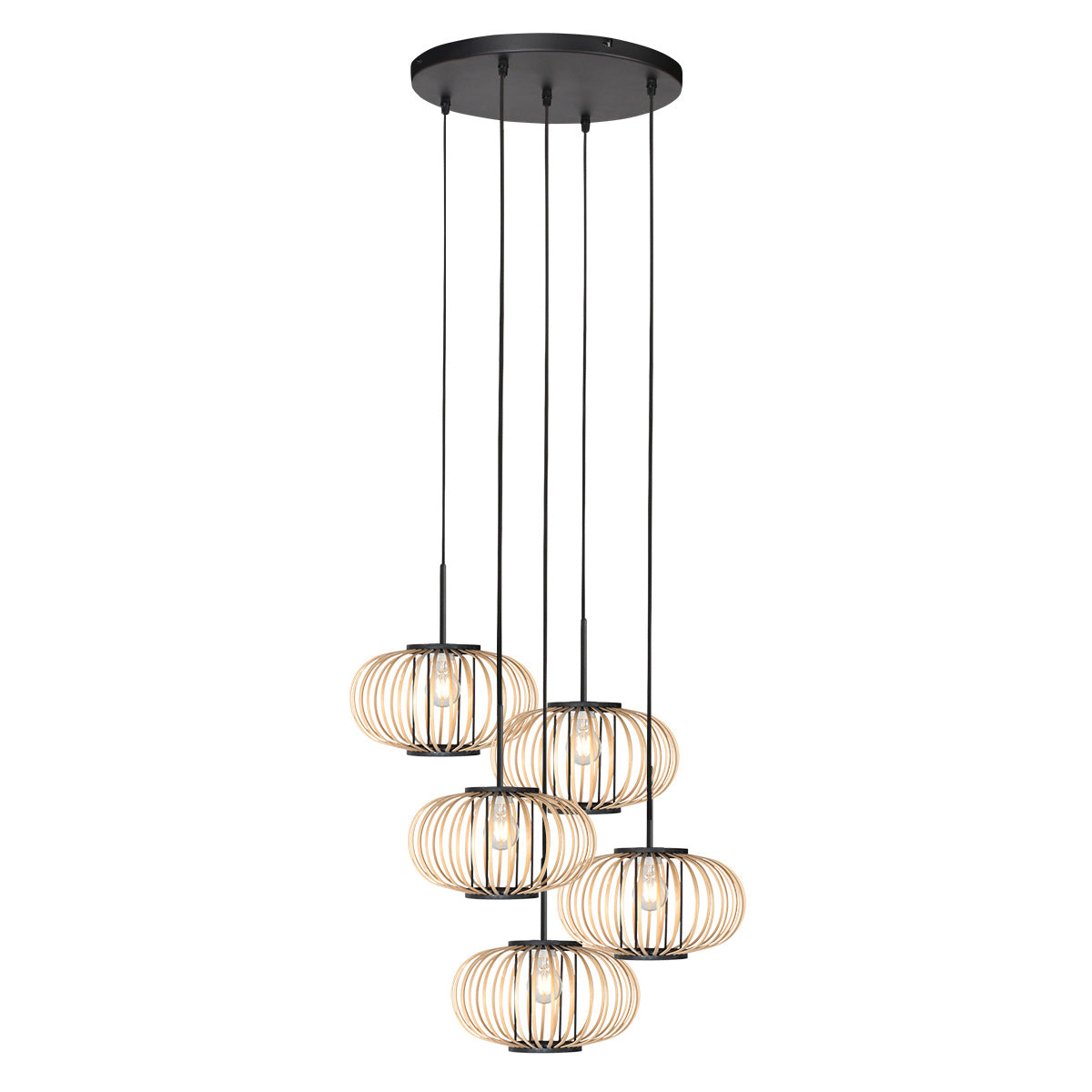 Hanglamp Silva 4524ZW – 5-lichts bamboeontwerp Ø31 cm trendy