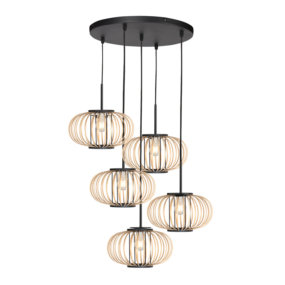 Hanglamp Silva 4524ZW – 5-lichts bamboeontwerp Ø31 cm trendy