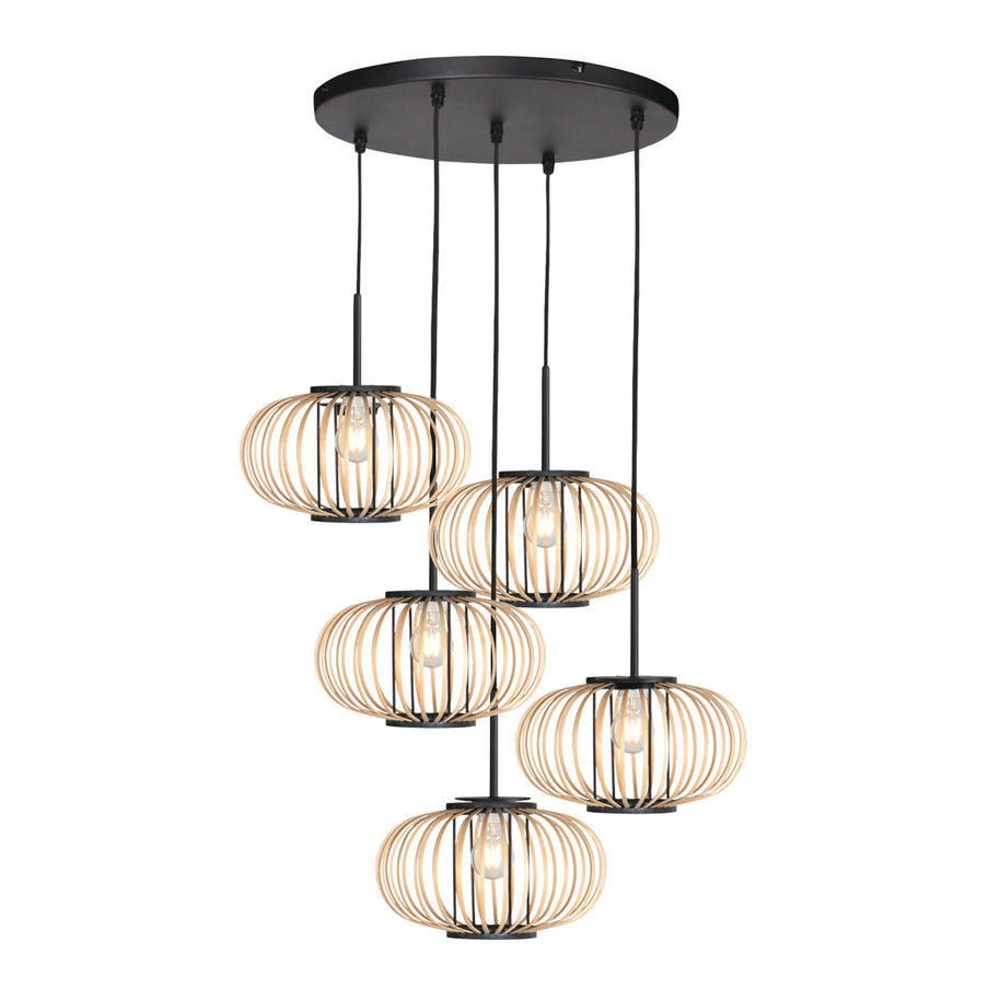 Hanglamp Silva 4524ZW – 5-lichts bamboeontwerp Ø31 cm trendy