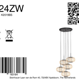 Hanglamp Silva 4524ZW – 5-lichts bamboeontwerp Ø31 cm trendy