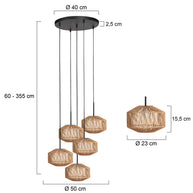 5-lichts hanglamp Ropex 4525ZW - speelse touwlamp voor vide