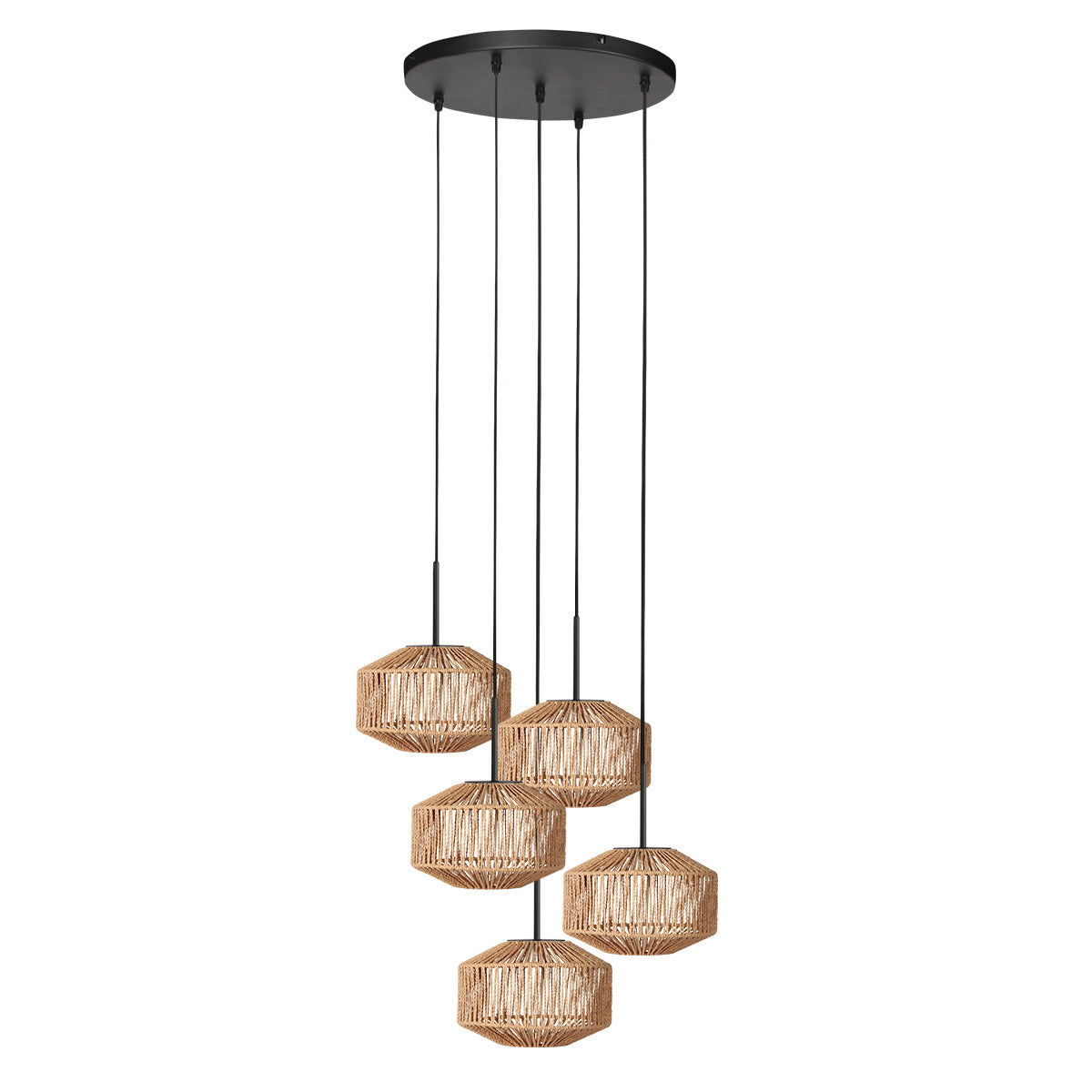 5-lichts hanglamp Ropex 4525ZW - speelse touwlamp voor vide