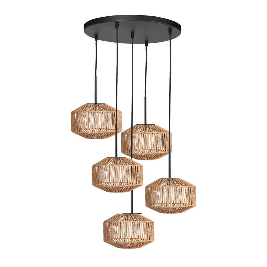 5-lichts hanglamp Ropex 4525ZW - speelse touwlamp voor vide