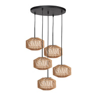5-lichts hanglamp Ropex 4525ZW - speelse touwlamp voor vide